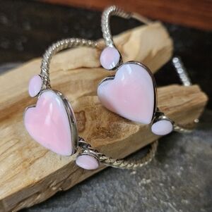 Native American Pink Conch Shell Heart Earrings
